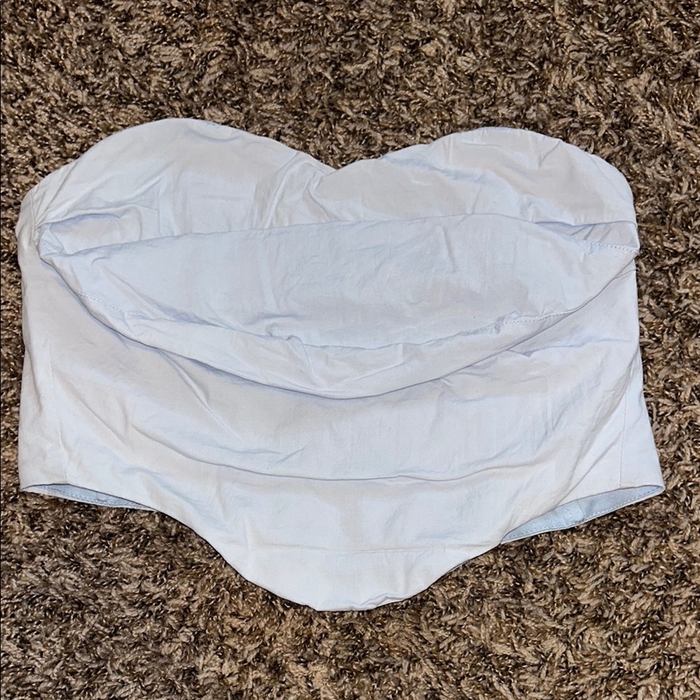 Light Blue Strapless Bustier Top